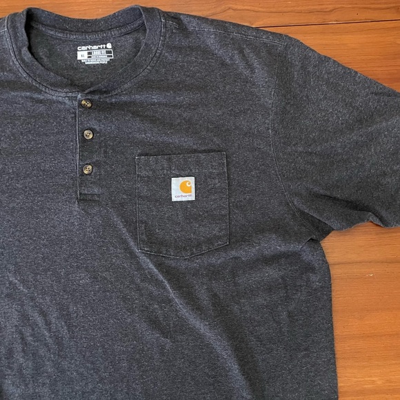 Carhartt Other - 🛠 Carhartt K84 Henley Shirt XL Charcoal Gray Pocket Tee Loose Fit Workwear